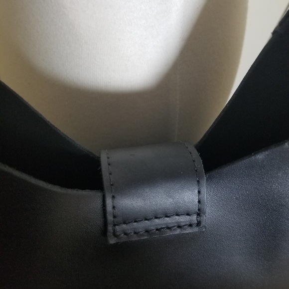 PORTLAND LEATHER GOODS flora Black Shoulder Bag Leather New - Picture 8 of 9